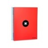 Cuaderno espiral a4 micro antartik tapa forrada 120h 90 gr liso con bandas 4 taladros color rojo