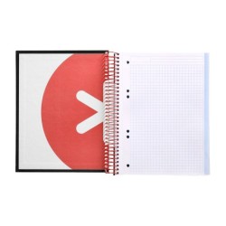 Cuaderno espiral a5 micro antartik tapa forrada120h 90 gr cuadro 5mm 5 bandas6 taladros color negro