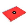 Cuaderno espiral a4 micro antartik tapa forrada 120h 90 gr liso con bandas 4 taladros color rojo