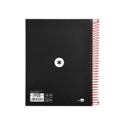 Cuaderno espiral a5 micro antartik tapa forrada120h 90 gr cuadro 5mm 5 bandas6 taladros color negro