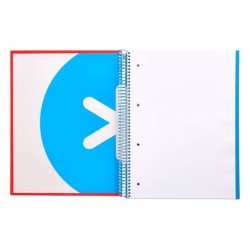 Cuaderno espiral a4 micro antartik tapa forrada 120h 90 gr liso con bandas 4 taladros color rojo