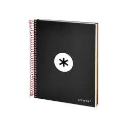 Cuaderno espiral a5 micro antartik tapa forrada120h 90 gr cuadro 5mm 5 bandas6 taladros color negro