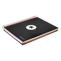 Cuaderno espiral a5 micro antartik tapa forrada120h 90 gr cuadro 5mm 5 bandas6 taladros color negro