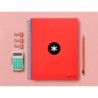 Cuaderno espiral a4 micro antartik tapa forrada 120h 90 gr liso con bandas 4 taladros color rojo