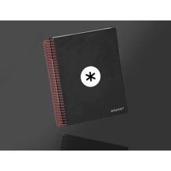 Cuaderno espiral a5 micro antartik tapa forrada120h 90 gr cuadro 5mm 5 bandas6 taladros color negro