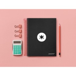Cuaderno espiral a5 micro antartik tapa forrada120h 90 gr cuadro 5mm 5 bandas6 taladros color negro
