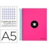 Cuaderno espiral a5 micro antartik tapa forrada 120h 90 gr cuadro 5mm 5 banda s 6 taladros color rosa