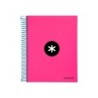 Cuaderno espiral a5 micro antartik tapa forrada 120h 90 gr cuadro 5mm 5 banda s 6 taladros color rosa