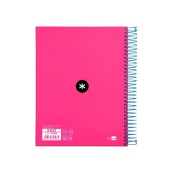 Cuaderno espiral a5 micro antartik tapa forrada 120h 90 gr cuadro 5mm 5 banda s 6 taladros color rosa