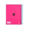 Cuaderno espiral a5 micro antartik tapa forrada 120h 90 gr cuadro 5mm 5 banda s 6 taladros color rosa