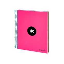 Cuaderno espiral a5 micro antartik tapa forrada 120h 90 gr cuadro 5mm 5 banda s 6 taladros color rosa