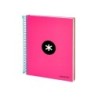 Cuaderno espiral a5 micro antartik tapa forrada 120h 90 gr cuadro 5mm 5 banda s 6 taladros color rosa