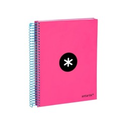 Cuaderno espiral a5 micro antartik tapa forrada 120h 90 gr cuadro 5mm 5 banda s 6 taladros color rosa