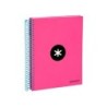 Cuaderno espiral a5 micro antartik tapa forrada 120h 90 gr cuadro 5mm 5 banda s 6 taladros color rosa