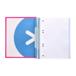 Cuaderno espiral a5 micro antartik tapa forrada 120h 90 gr cuadro 5mm 5 banda s 6 taladros color rosa