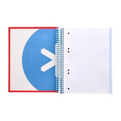 Cuaderno espiral a5 micro antartik tapa forrada120h 90 gr cuadro 5mm 5 bandas6 taladros color rojo