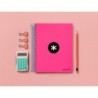 Cuaderno espiral a5 micro antartik tapa forrada 120h 90 gr cuadro 5mm 5 banda s 6 taladros color rosa