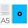 Cuaderno espiral a5 micro antartik tapa forrada120h 90 gr cuadro 5mm 5 bandas6 taladros color azul