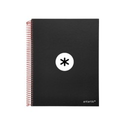 Cuaderno espiral a4 micro antartik tapa forrada 120h 90 gr cuadro 5mm 5 bandas 4 taladros color negro