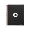 Cuaderno espiral a4 micro antartik tapa forrada 120h 90 gr cuadro 5mm 5 bandas 4 taladros color negro