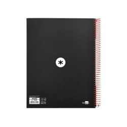 Cuaderno espiral a4 micro antartik tapa forrada 120h 90 gr cuadro 5mm 5 bandas 4 taladros color negro
