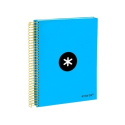 Cuaderno espiral a5 micro antartik tapa forrada120h 90 gr cuadro 5mm 5 bandas6 taladros color azul