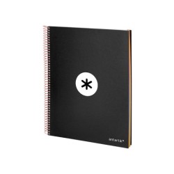 Cuaderno espiral a4 micro antartik tapa forrada 120h 90 gr cuadro 5mm 5 bandas 4 taladros color negro