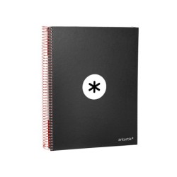 Cuaderno espiral a4 micro antartik tapa forrada 120h 90 gr cuadro 5mm 5 bandas 4 taladros color negro