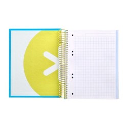 Cuaderno espiral a5 micro antartik tapa forrada120h 90 gr cuadro 5mm 5 bandas6 taladros color azul