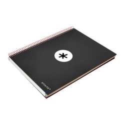 Cuaderno espiral a4 micro antartik tapa forrada 120h 90 gr cuadro 5mm 5 bandas 4 taladros color negro