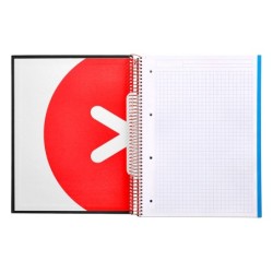 Cuaderno espiral a4 micro antartik tapa forrada 120h 90 gr cuadro 5mm 5 bandas 4 taladros color negro