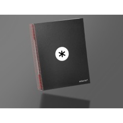 Cuaderno espiral a4 micro antartik tapa forrada 120h 90 gr cuadro 5mm 5 bandas 4 taladros color negro
