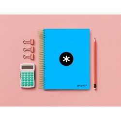 Cuaderno espiral a5 micro antartik tapa forrada120h 90 gr cuadro 5mm 5 bandas6 taladros color azul
