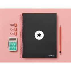 Cuaderno espiral a4 micro antartik tapa forrada 120h 90 gr cuadro 5mm 5 bandas 4 taladros color negro