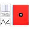 Cuaderno espiral a4 micro antartik tapa forrada 120h 90 gr cuadro 5mm 5 bandas 4 taladros color rojo
