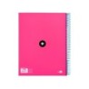 Cuaderno espiral a4 micro antartik tapa forrada 120h 90 gr cuadro 5mm 5 bandas 4 taladros color rosa