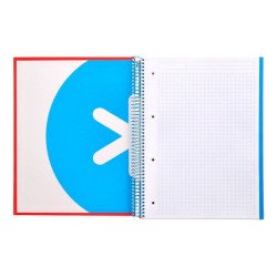 Cuaderno espiral a4 micro antartik tapa forrada 120h 90 gr cuadro 5mm 5 bandas 4 taladros color rojo