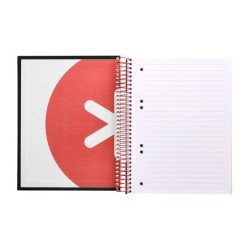 Cuaderno espiral a5 micro antartik tapa forrada 120h 90 gr horizontal 5 bandas 6 taladros color negro