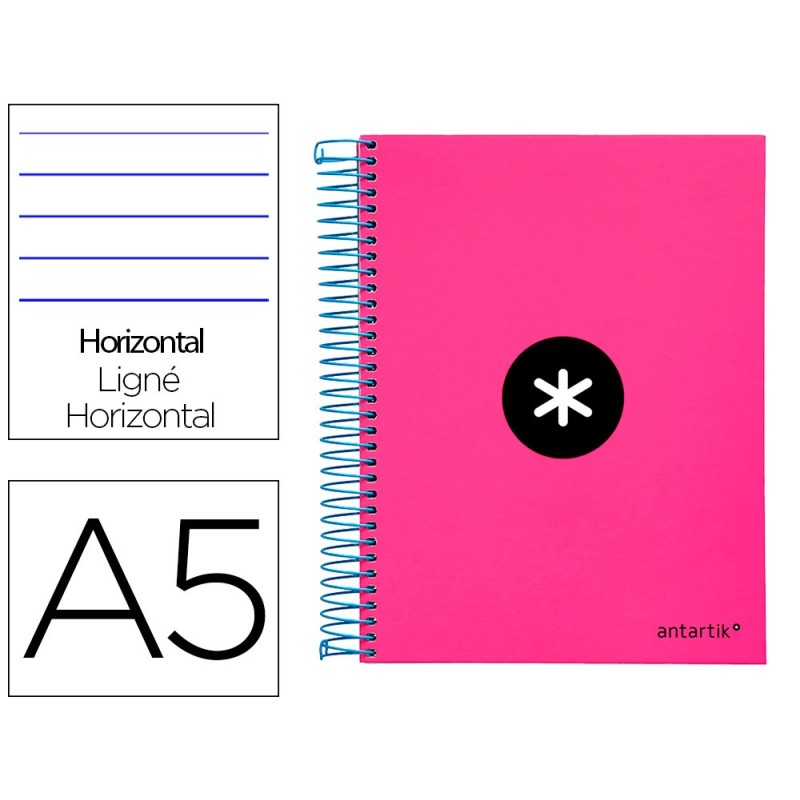 Cuaderno espiral a5 micro antartik tapa forrada 120h 100 gr horizontal 5 bandas 6 taladros color rosa Cuaderno espiral a5 micro antartik tapa forrada 120h 100 gr horizontal 5 bandas 6 taladros color rosa