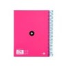 Cuaderno espiral a5 micro antartik tapa forrada 120h 100 gr horizontal 5 bandas 6 taladros color rosa
