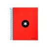 Cuaderno espiral a5 micro antartik tapa forrada 120h 90 gr horizontal 5 bandas 6 taladros color rojo