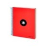 Cuaderno espiral a5 micro antartik tapa forrada 120h 90 gr horizontal 5 bandas 6 taladros color rojo