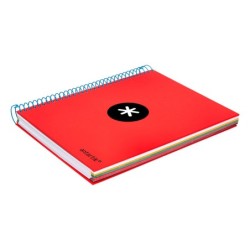 Cuaderno espiral a5 micro antartik tapa forrada 120h 90 gr horizontal 5 bandas 6 taladros color rojo