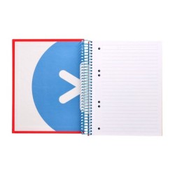 Cuaderno espiral a5 micro antartik tapa forrada 120h 90 gr horizontal 5 bandas 6 taladros color rojo