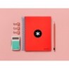 Cuaderno espiral a5 micro antartik tapa forrada 120h 90 gr horizontal 5 bandas 6 taladros color rojo