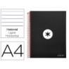Cuaderno espiral a4 micro antartik tapa forrada 120h 90 gr horizontal 5 bandas 4 taladros color negro