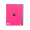 Cuaderno espiral a4 micro antartik tapa forrada 120h 90 gr horizontal 5 bandas 4 taladros color rosa