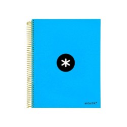 Cuaderno espiral a4 micro antartik tapa forrada 120h 90 gr horizontal 5 bandas 4 taladros color azul