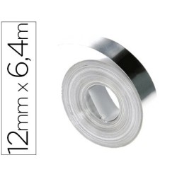 Cinta dymo acero inoxidable 12mm x 6,40mt sin adhesivo para rotuladora