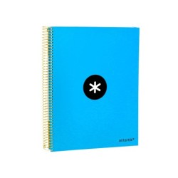 Cuaderno espiral a4 micro antartik tapa forrada 120h 90 gr horizontal 5 bandas 4 taladros color azul
